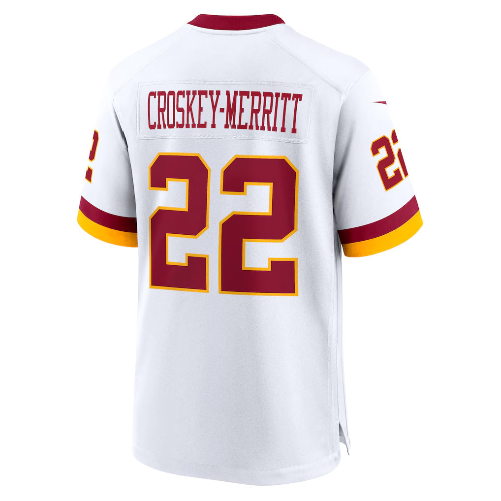 Jamed W.Commanders #22 Jacory Croskey-Merritt Player White Home Game Stitched Jerseys