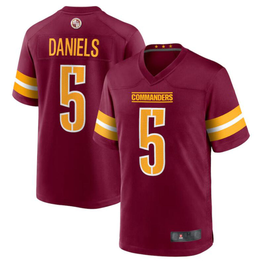 Jamed W.Commanders #5 Jayden Daniels Burgundy 2024 Draft First Round Pick Player Game Stitched Jerseys