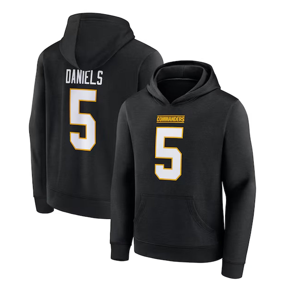 Jamed W.Commanders #5 Jayden Daniels Player Black Salute to Service Hoodies Stitched Jerseys