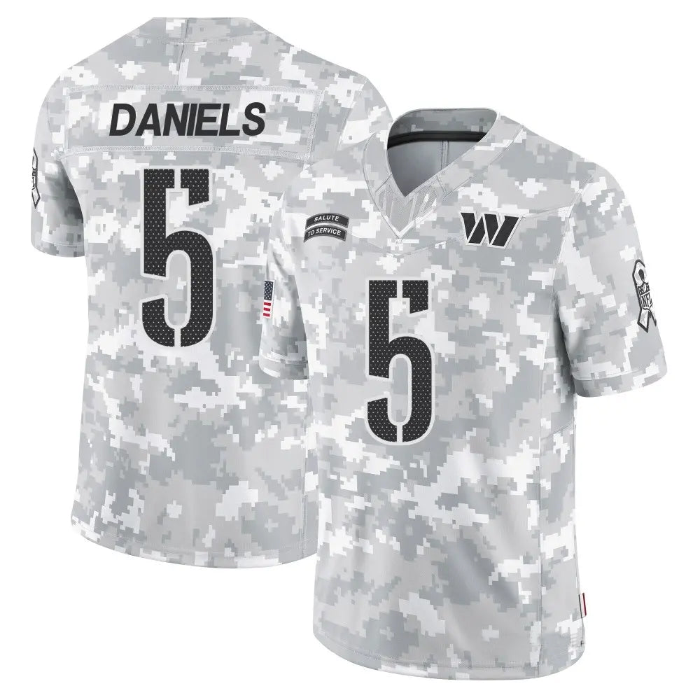 Jamed W.Commanders #5 Jayden Daniels Player Limited Arctic Camo Salute to Service Stitched Jerseys