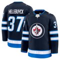 Jamed W.Jets #37 Connor Hellebuyck Navy Home Premium Jerseys
