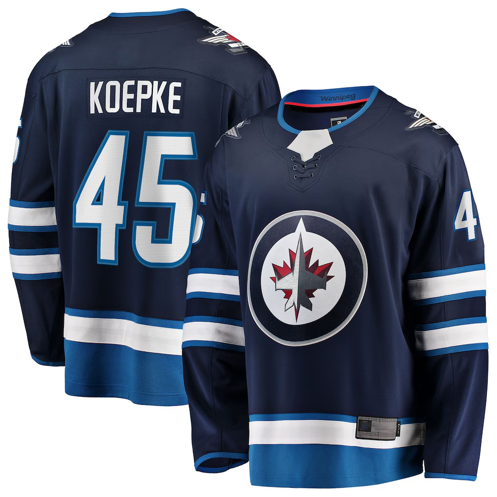 Jamed W.Jets #45 Cole Koepke Navy Home Breakaway Jerseys