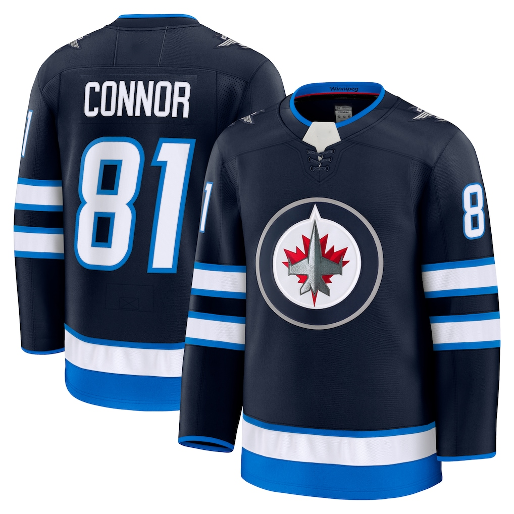 Jamed W.Jets #81 Kyle Connor Navy Home Premium Jerseys