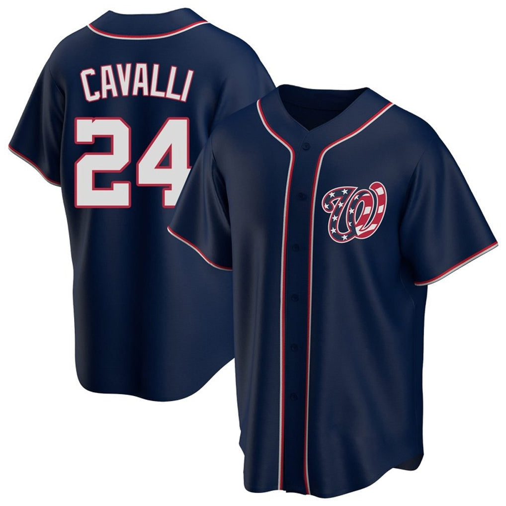Jamed W.Nationals #24 Cade Cavalli Player Navy Blue Replica Game Stitched Jerseys