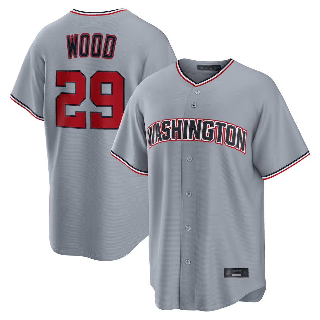 Jamed W.Nationals #29 James Wood Player Gray Road Replica Stitched Jerseys