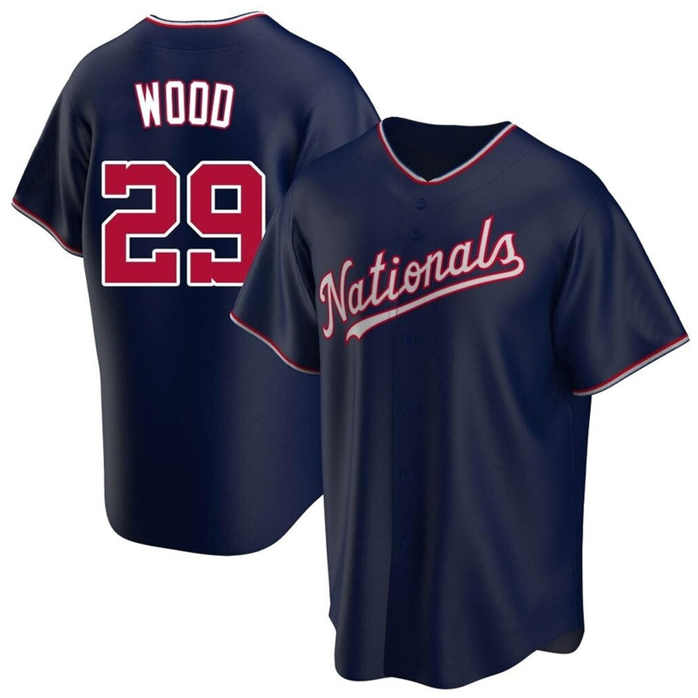 Jamed W.Nationals #29 James Wood Player Navy Blue Replica Game Stitched Jerseys