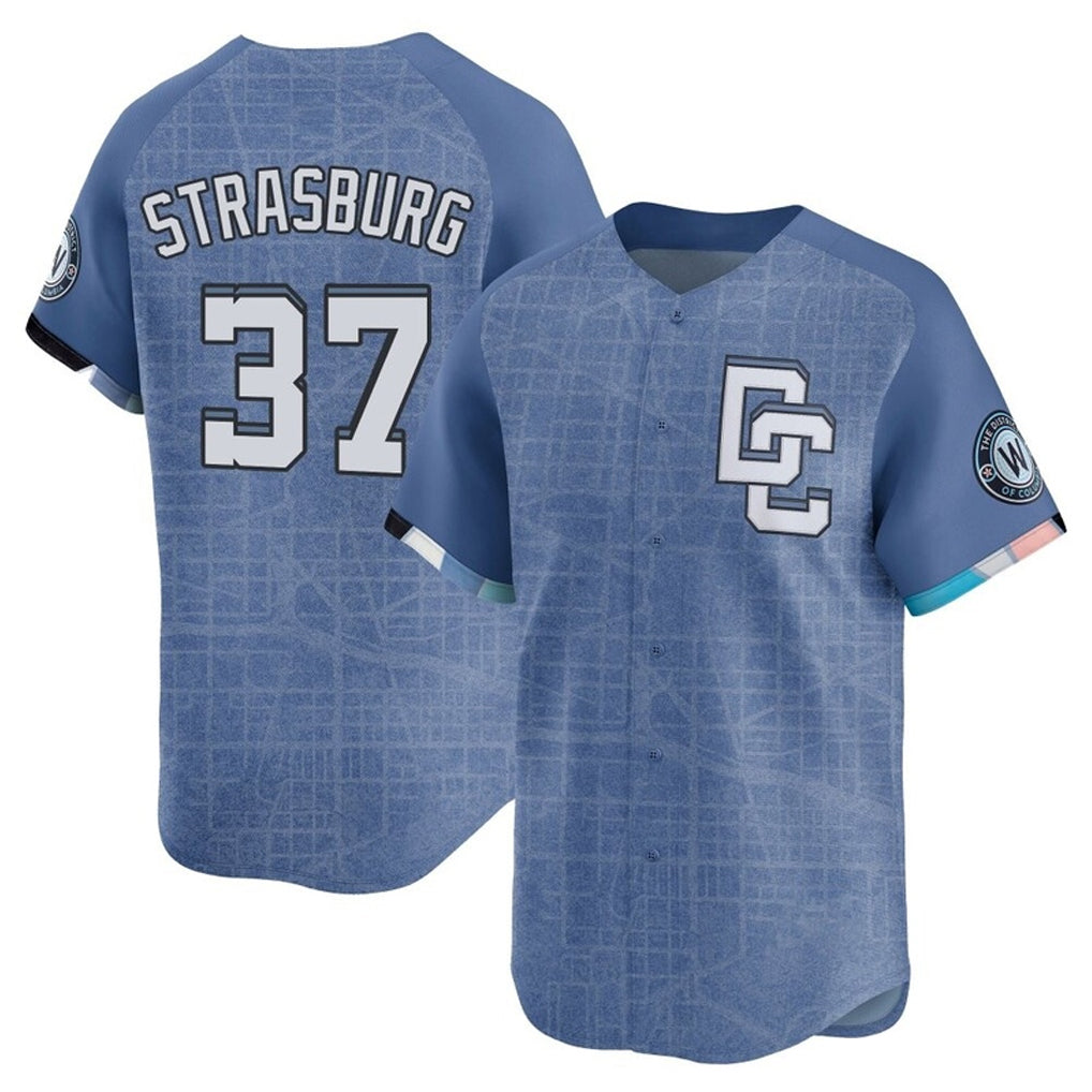 Jamed W.Nationals #37 Stephen Strasburg Player Blue City Connect Elite Stitched Jerseys