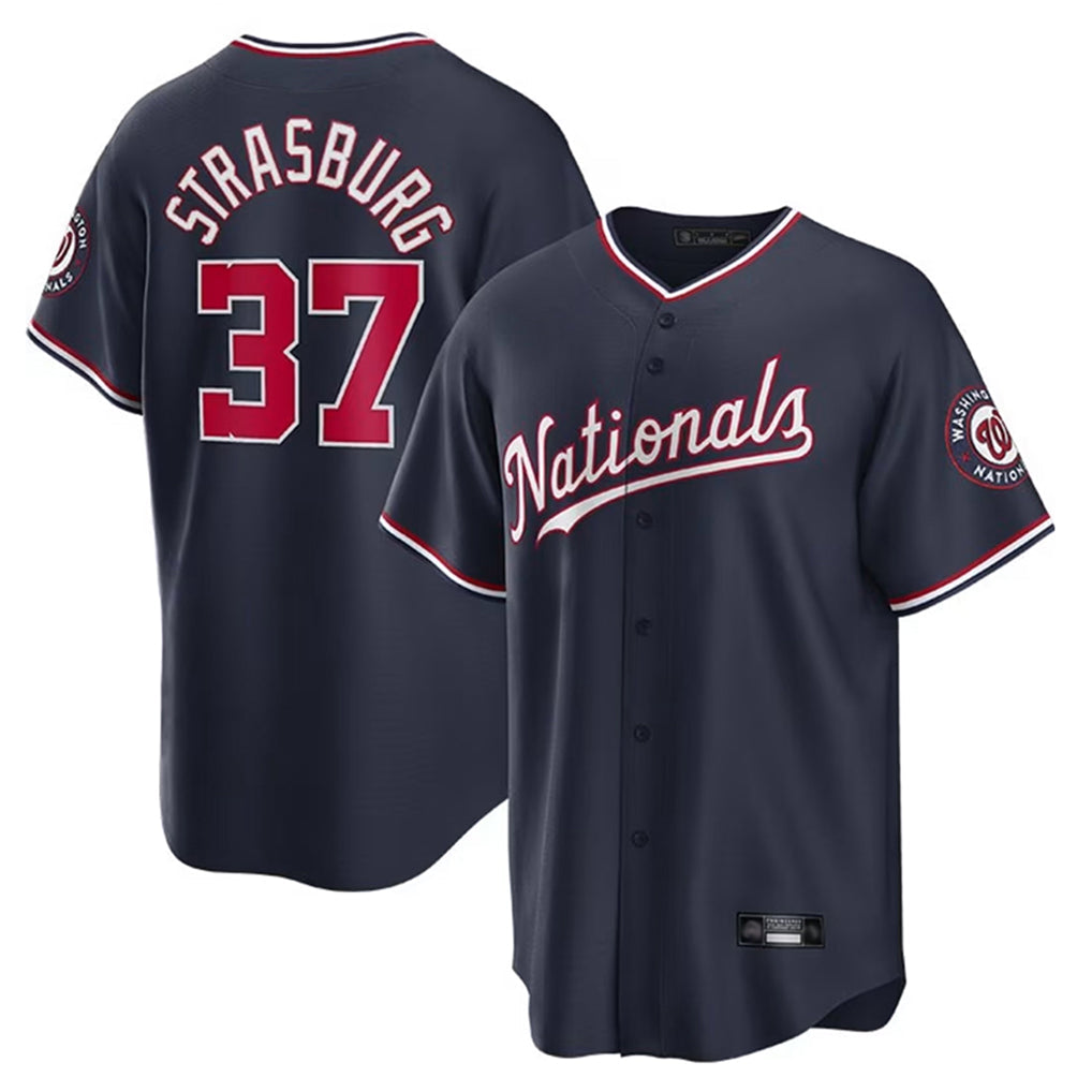 Jamed W.Nationals #37 Stephen Strasburg Player Navy Replica Stitched Jerseys