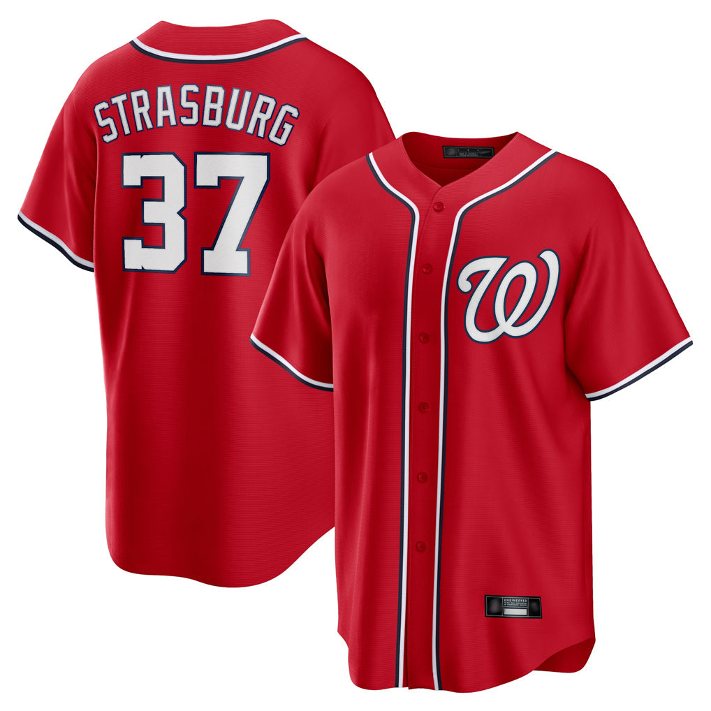 Jamed W.Nationals #37 Stephen Strasburg Player Red Alternate Replica Player Game Stitched Jerseys