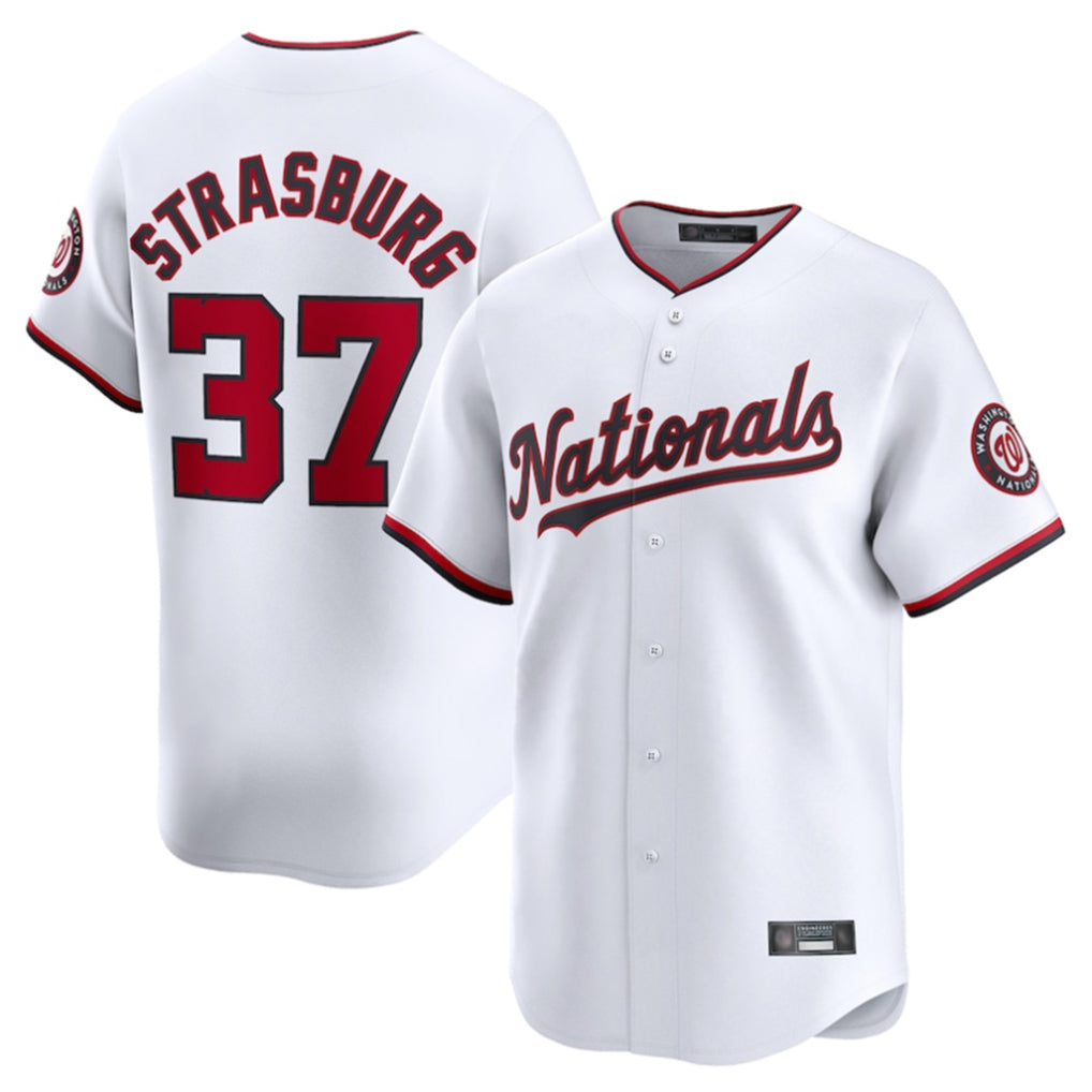 Jamed W.Nationals #37 Stephen Strasburg Player White Home Limited Stitched Jerseys
