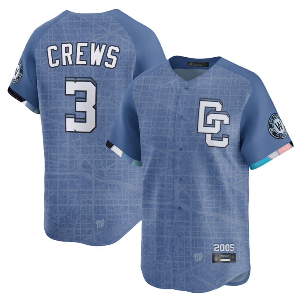 Jamed W.Nationals #3 Dylan Crews Player Blue Limited City Connect Stitched Jerseys