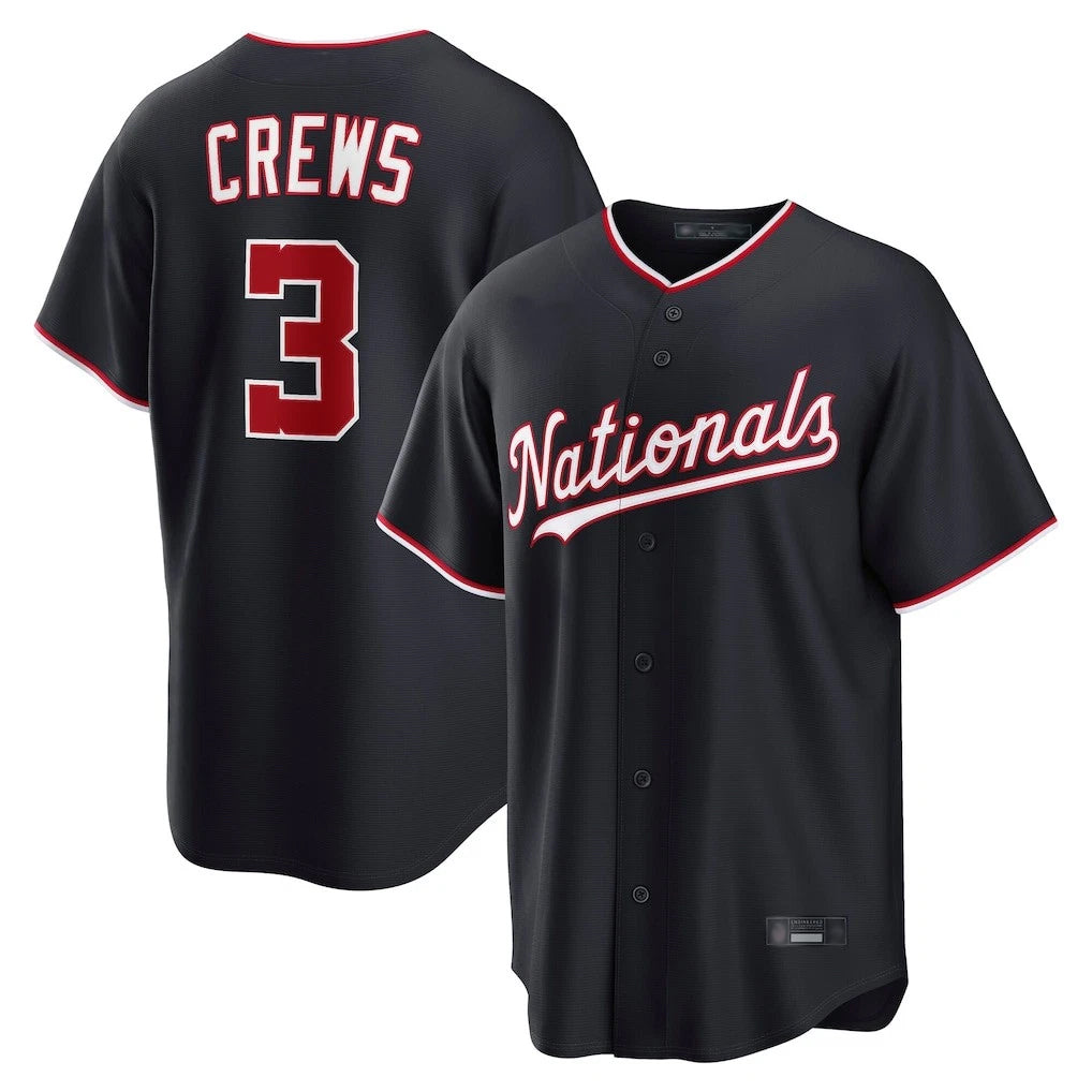 Jamed W.Nationals #3 Dylan Crews Player Navy Game Stitched Jerseys