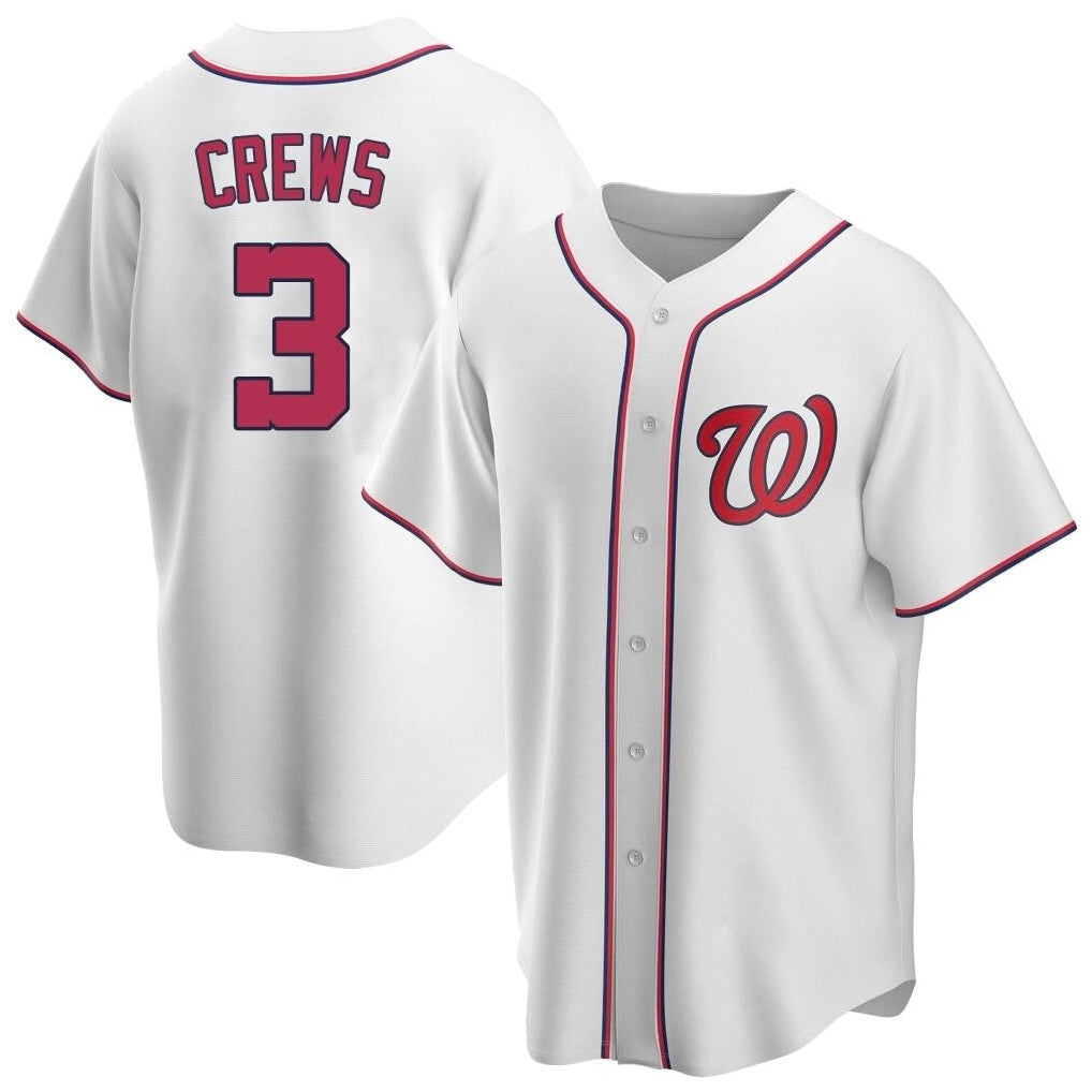Jamed W.Nationals #3 Dylan Crews Player White Game Replica Stitched Jerseys