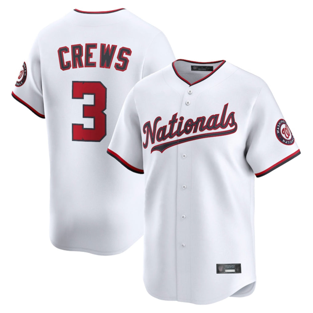 Jamed W.Nationals #3 Dylan Crews Player White Limited Replica Stitched Jerseys