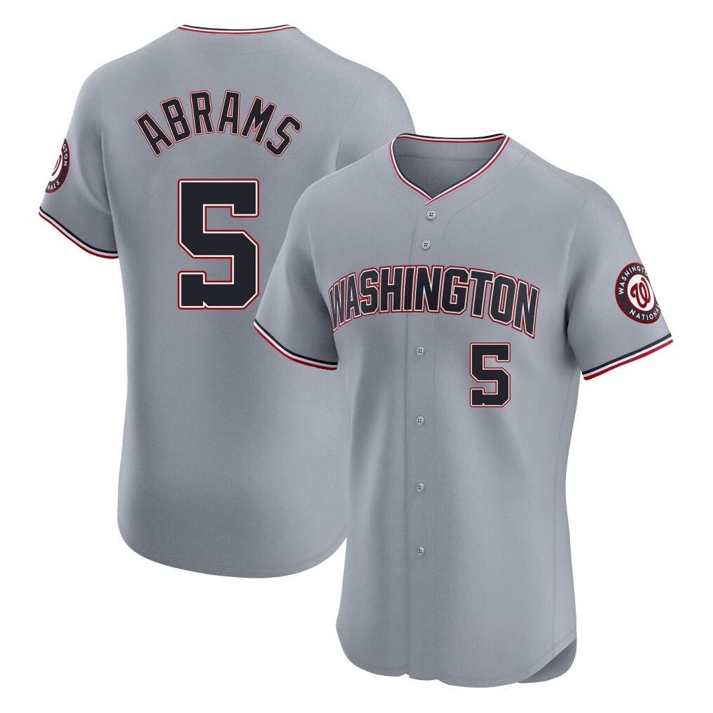Jamed W.Nationals #5 CJ Abrams Player Gray Elite Road Replica Stitched Jerseys