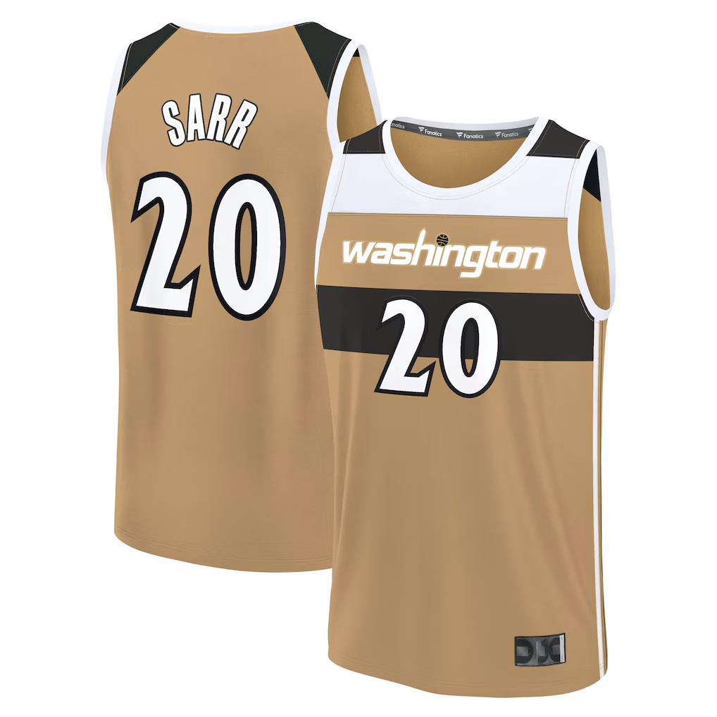 Jamed W.Wizards #20 Alex Sarr Gold 2025-26 City Edition Fast Break Jerseys