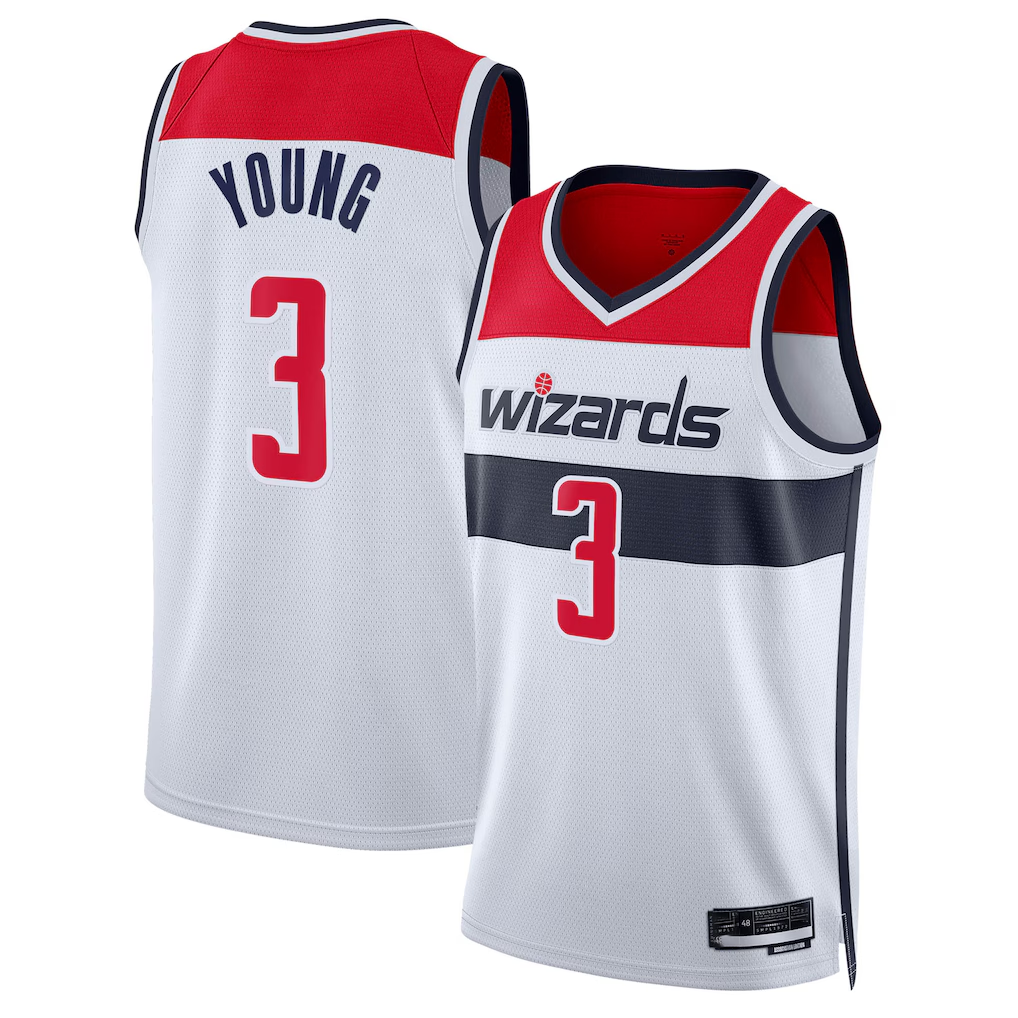 Jamed W.Wizards #3 Trae Young White Swingman Jerseys - Association Edition